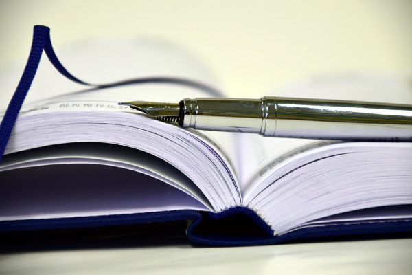 open notebook pen